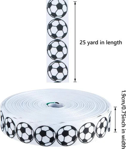 Vista 2 de Boao 1 cinta de fútbol de 25 yardas, diseño deportivo de grogrén, patrón de fútbol con cable para envoltura de paquetes de regalo, diseño floral