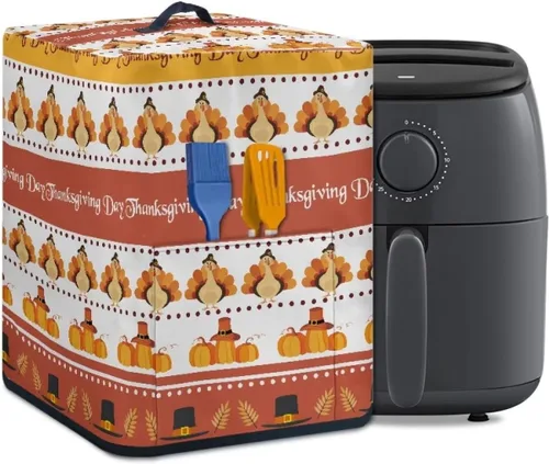 Vista 13 de Gomyblomy Funda para electrodomésticos pequeños con diseño de murciélagos, protector de freidora de aire lavable con tema de Halloween, protector