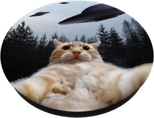 Vista 2 de PopSockets de gato divertido UFO intercambiable PopGrip