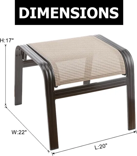Vista 3 de Reposapiés de metal para exteriores, muebles otomanos para exteriores, reposapiés, juego de 2 asientos pequeños para jardín, balcón, césped, 22 x 20