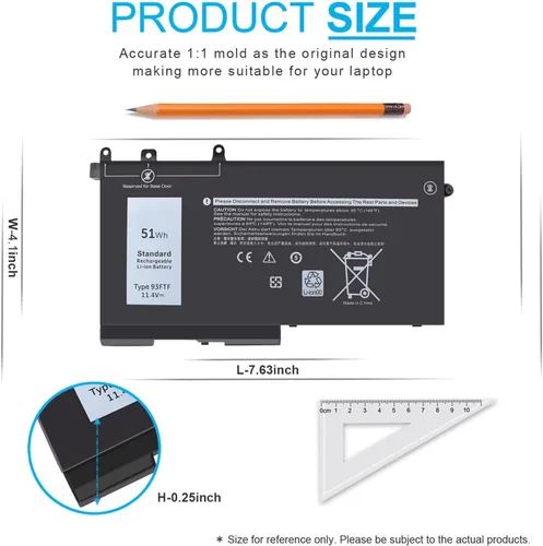Vista 4 de Batería tipo 93FTF de 51 Wh para Dell Latitude 5580 5480 5280 5590 5490 5491 5290 5288 5488 5495 5591 E5580 E5480 E5280 E5590 E5590 E5590 5490 E5290