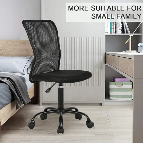 Vista 6 de Silla de oficina, silla de computadora con soporte lumbar, ergonómica, respaldo medio, malla ajustable, altura ajustable, silla giratoria sin