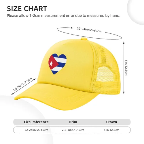 Vista 3 de Gorra de béisbol con diseño de bandera cubana con diseño de amor y espalda de malla