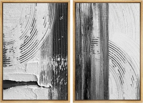 Vista 75 de SIGNWIN Lienzo enmarcado para pared, ilustraciones abstractas texturizadas en tonos beige terrosos, arte moderno, decorativo, contemporáneo