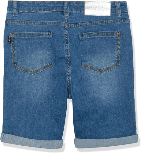 Vista 2 de DKNY Pantalones cortos clásicos de mezclilla con 5 bolsillos para niña