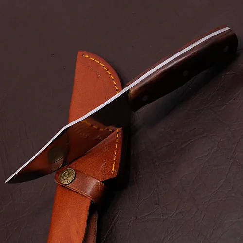 Vista 7 de Cuchillo de caza de hoja fija de 9 pulgadas, cuchillo de bushcraft, cuchillo de supervivencia al aire libre, cuchillo de campamento, cuchillo