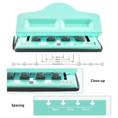 Vista 6 de Gocreate Mint Planner Hole Punch 11 discos de encuadernación suministrados ajustable para planificadores felices encuadernados en disco, perfora tu