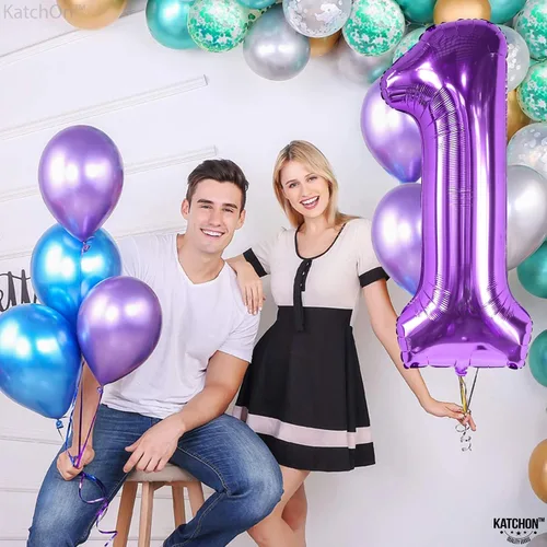 Vista 315 de KatchOn Globo negro del número 1 de 40 pulgadas, globo de feliz cumpleaños Large Mylar Number One Balloon for 1st Birthday Decorations, Foil