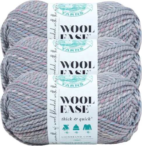 Vista 127 de Lion Brand Yarn - Ovillo de lana Wool-Ease Thick & Quick color fuerza aérea Super Bulky Wool Acrylic Blend Fiber for Soft Hats, Sweaters, Chunky