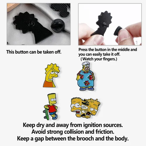 Vista 2 de Cute Simpsons Brooch Simpsons Enamel Lapel Pin for Children Women Clothing Backpack Decoration Gift