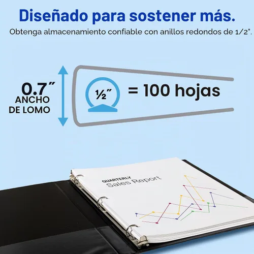 Vista 2 de Carpeta económica Avery con anillo redondo, Negro