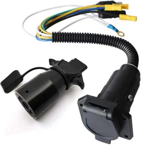Vista 3 de Kit de conector plano de 4 cables y conector de extremo de vehículo con hoja RV de 7 vías, adaptador de pin plano de 7 vías a 4 vías, enchufe