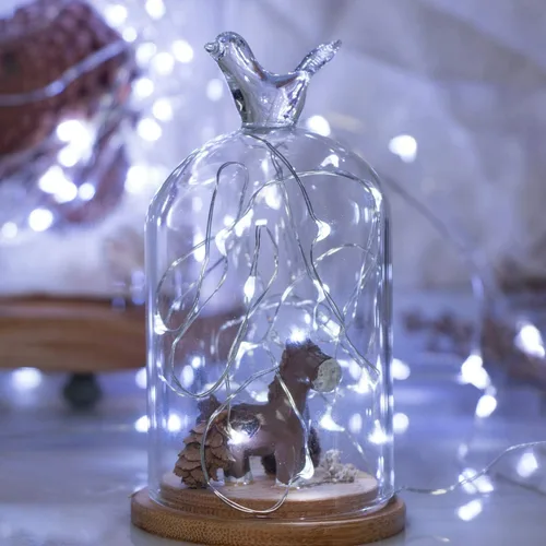 Vista 6 de Brightown Paquete de 12 luces de hadas con pilas de 7 pies para decoración navideña 20 LED Silver Wire Starry Light for Table Centerpieces, Mason