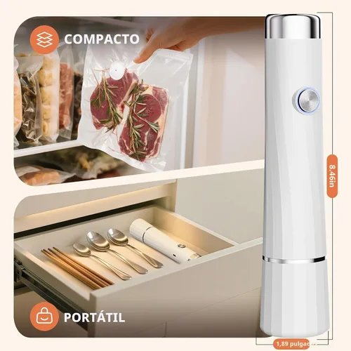 Vista 5 de Sellador al vacío para alimentos con 30 bolsas de vacío reutilizables, máquina selladora al vacío de mano compacta para preparación de comidas