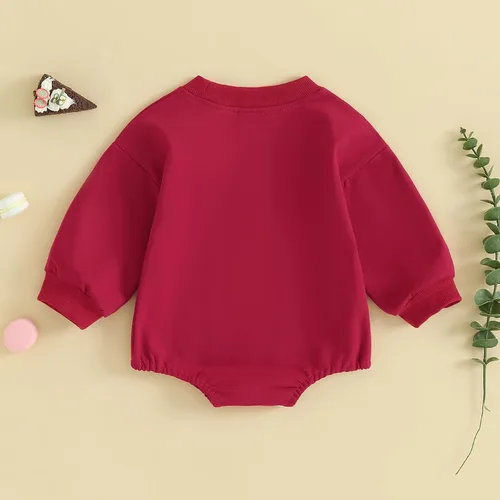 Vista 7 de Amiblvowa Baby Boy Girl Football Outfit Game Day Jumpsuit Infant Bubble Football Sweatshirt Romper Bodysuit Fall Clothes