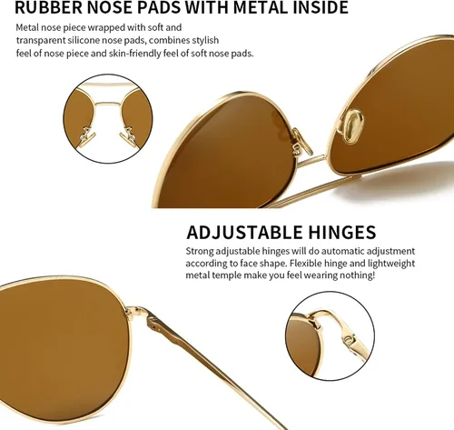 Vista 4 de SUNGAIT Women's Lightweight Oversized Aviator Sunglasses - Mirrored Polarized Lens