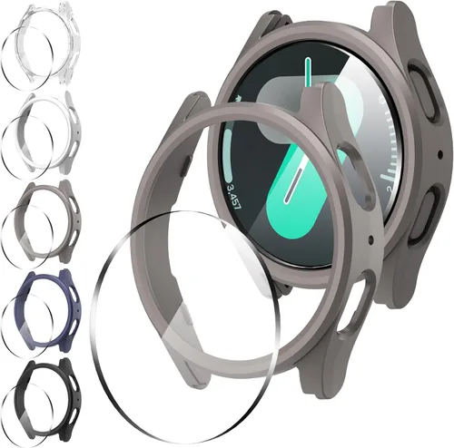 Vista 25 de Suoman 5+5 Pack para Samsung Galaxy Watch 7/8 Ultra 47mm (2024/2025) Estuche, Protector de pantalla de vidrio templado 9H + Funda protectora de PC