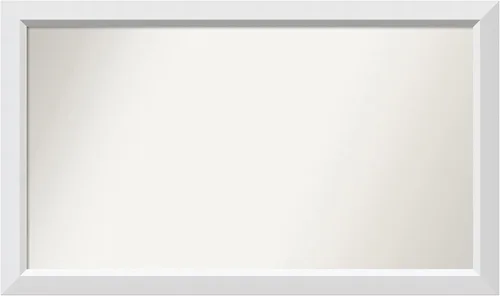 Vista 39 de Amanti Art Espejo de baño blanco para sobre el fregadero, 24 x 26 pulgadas, espejo rectangular blanco y blanco, marco de madera contemporáneo