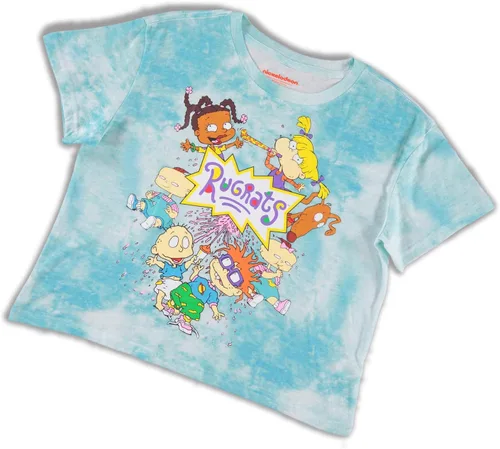 Vista 4 de Nickelodeon Camisa de moda de los años 90 de Rugrats Angelica y Reptar Allover Crop Top Skimmer Tee