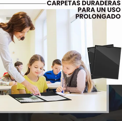 Vista 6 de Henoyso - Paquete de 24 carpetas de plástico con bolsillos frontales transparentes, carpetas de archivo resistentes para la vuelta a clases con 2