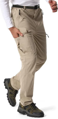 Vista 4 de Pantalones de senderismo para hombre, ligeros, transpirables, con 6 bolsillos, para verano, casual, de secado rápido, impermeables, pantalones