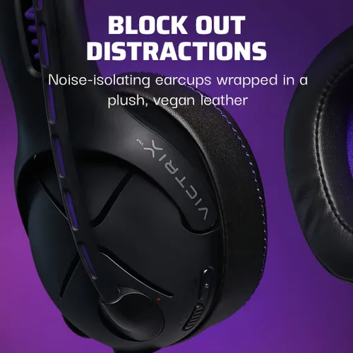 Vista 5 de Victrix Gambit Black Wireless and Wired Gaming Headset with Mic - PlayStation PS4, PS5 - Esports-Ready Pro Audio, Noise Cancelling Microphone