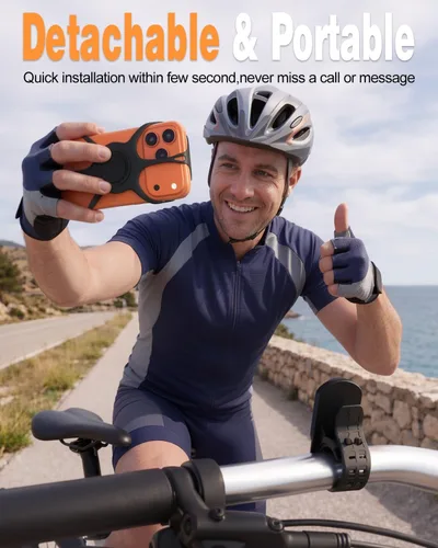 Vista 2 de Soporte de teléfono para bicicleta, soporte de teléfono celular para motocicleta, giratorio de 360°, soporte de teléfono de silicona