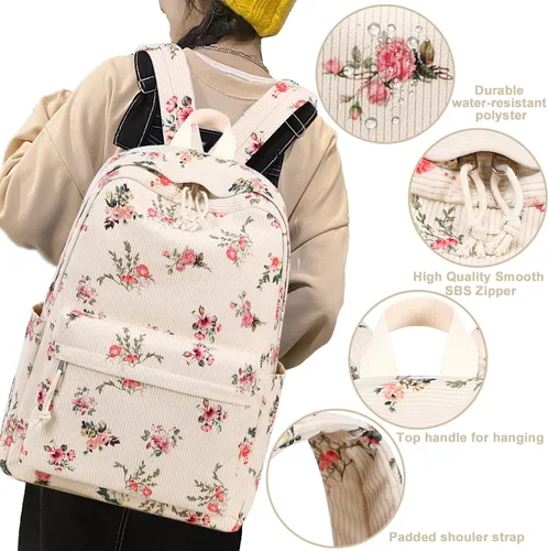 Vista 4 de BLUBOON mochila escolar para adolescentes, niñas y niños, con lonchera y estuche para lápices