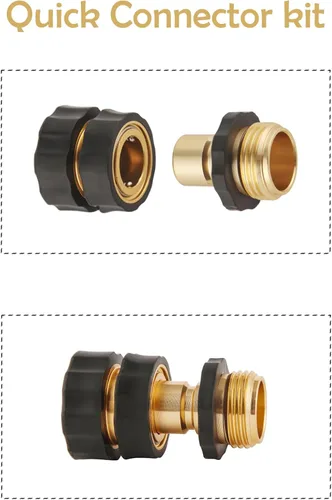 Vista 5 de Conector rápido de manguera de jardín de 3/4 pulgadas, accesorios de manguera de conexión rápida macho y hembra, juego de 2