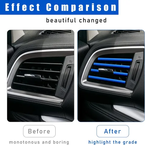 Vista 5 de Kewucn 20 PCS Tiras Decorativas para Rejillas de Aire Acondicionado de Coche, Impermeables y Flexibles para Decoración de Rejillas de Aire de Coche