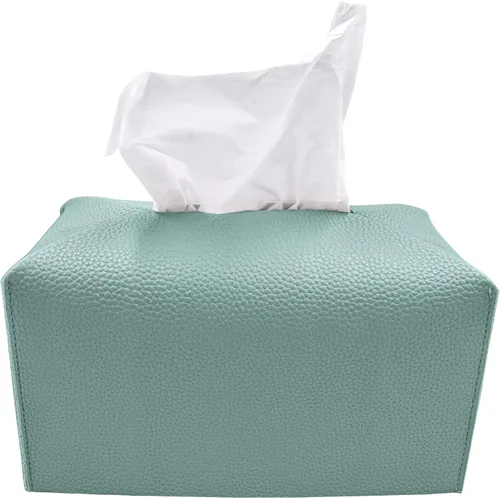 Vista 14 de Carrotez Funda para caja de pañuelos, soporte cuadrado de piel sintética refinada, soporte decorativo para encimera de tocador de baño, mesitas