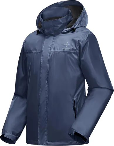 Vista 2 de AXESQUIN Mens Waterproof Rain Jacket with Hood Lightweight Breathable Outdoor Rain Shell Coat