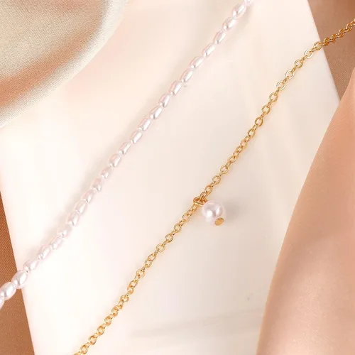 Vista 5 de MJartoria Tobilleras en capas para mujer, cadena de diamantes de imitación plateada, cadena de tobillo delicada, simple, multicapa, cadena de pie