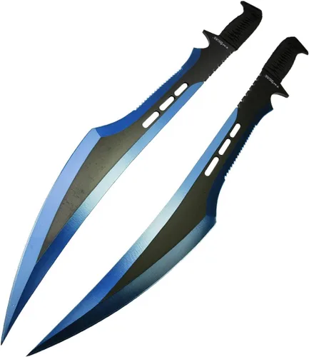 Vista 3 de juego de 2 machetes tácticos de 27 pulgadas / 68.58 cm., espada ninja, espada doble Katana Full Tang para colección, regalo, campamento, deportes al