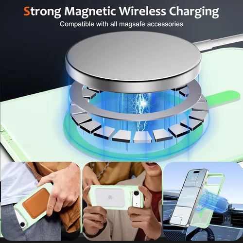 Vista 84 de Anuck - Funda magnética para iPhone 11 compatible con MagSafe, carcasa trasera mate translúcida dura, borde de TPU, delgada, resistente a impactos