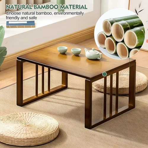 Vista 7 de Mesas De Centro para Sala - Mesas De Centro para Sala Mesa baja Kotatsu plegable de bambú para espacios pequeños sentados en el suelo (31.5 pulgadas)