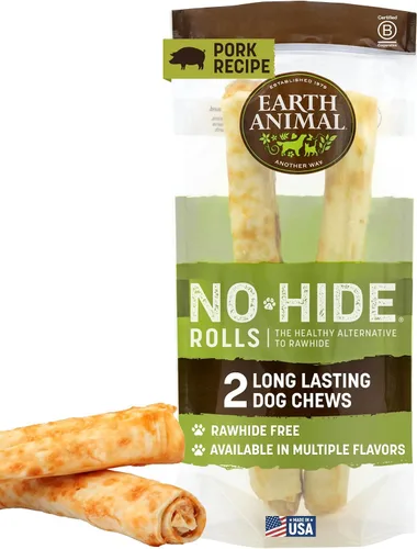 Vista 18 de Earth Animal No Hide Chews - Rollos masticables para perros grandes sin cuero crudo de larga duración, carne de res - 2 unidades Large Beef