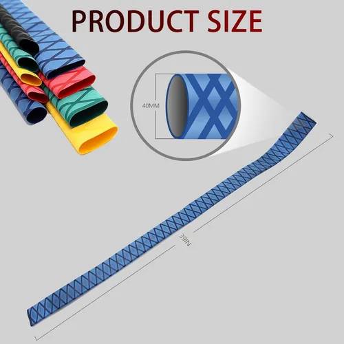 Vista 2 de X-Tube - Tubos envolventes termorretráctiles 39 y 64 pulgadas de longitud para agarre de varillas – 5 colores 14 tamaños, Azul