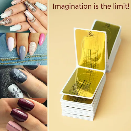 Vista 4 de Formas de Uñas para Constructor de Gel - 100 Piezas Calcomanías Autoadhesivas de Extensión de Uñas para Acrílico, UV y Poly Gel con Guía