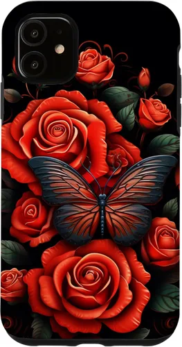 Vista 8 de Cute Butterfly Red Floral Flower Butterfly Rose Case for iPhone 17