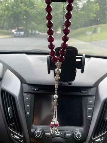 Vista 6 de TAS B Tasbih - Cuentas de oración, 33 piedras de ojo de tigre rosa (33 cuentas de 0.394 in) - Rosario musulmán Masbaha - Zikr, Dhikr Subha - Capilla