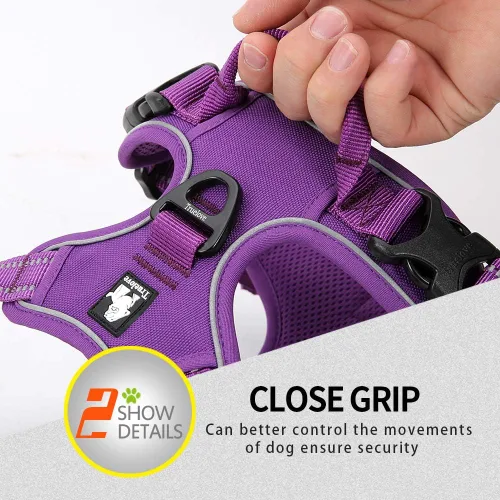 Vista 5 de JUXZH Truelove Arnés para perro sin tirones con mango de fácil control y 2 accesorios para correa, chaleco reflectante ajustable para mascotas