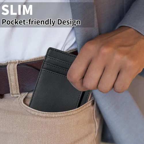 Vista 34 de Cartera Chelmon Slim RFID - Cartera de bolsillo frontal minimalista para tarjetas de crédito delgadas