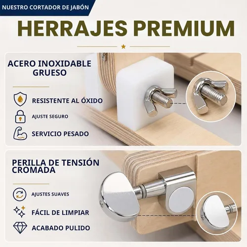 Vista 5 de Cortador de jabón de madera para suministros de fabricación de jabón, herramienta de corte de alambre ajustable hecha a mano