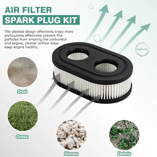 Vista 3 de 593260 Bujía de filtro de aire compatible con Troy-Bilt TB110 TB115 TB200 TB230 TB330 TB370 Filtro de aire para cortacésped 798452 334404、4247 5432K