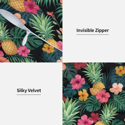 Vista 3 de Perinsto Hawaii - Juego de 2 fundas de almohada decorativas con diseño de hojas de palmera tropicales, flores de hibisco, fundas de cojín suaves