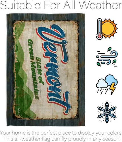 Vista 6 de Americana Home & Garden Vermont Vintage House Flag Pack Regional States American Territories Republic Country Particular Area Support Our Troops