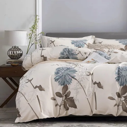 Vista 19 de Sleepbella - Edredón tamaño individual, algodón de 600 hilos, patchwork a rayas en blanco y azul marino, diseño reversible en azul, con relleno
