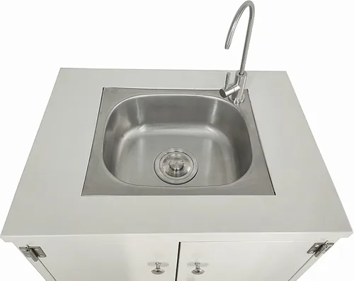 Vista 9 de Gabinete de acero Fregadero portátil Fregadero autónomo Estación de lavado de manos Fregadero móvil Fuente de agua Fuente de agua 110V/12V