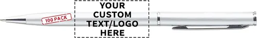 Vista 10 de DISCOUNT PROMOS Paquete de 10 bolígrafos de metal delgados – elegante, retorcido, tinta negra, color plateado